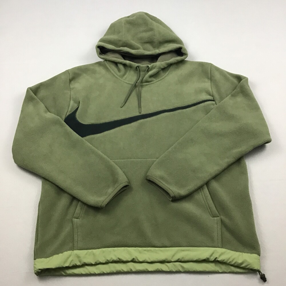 Nike Hoodie Men Large Green NSW Club Fleece Winterized Big Swoosh Pullover L